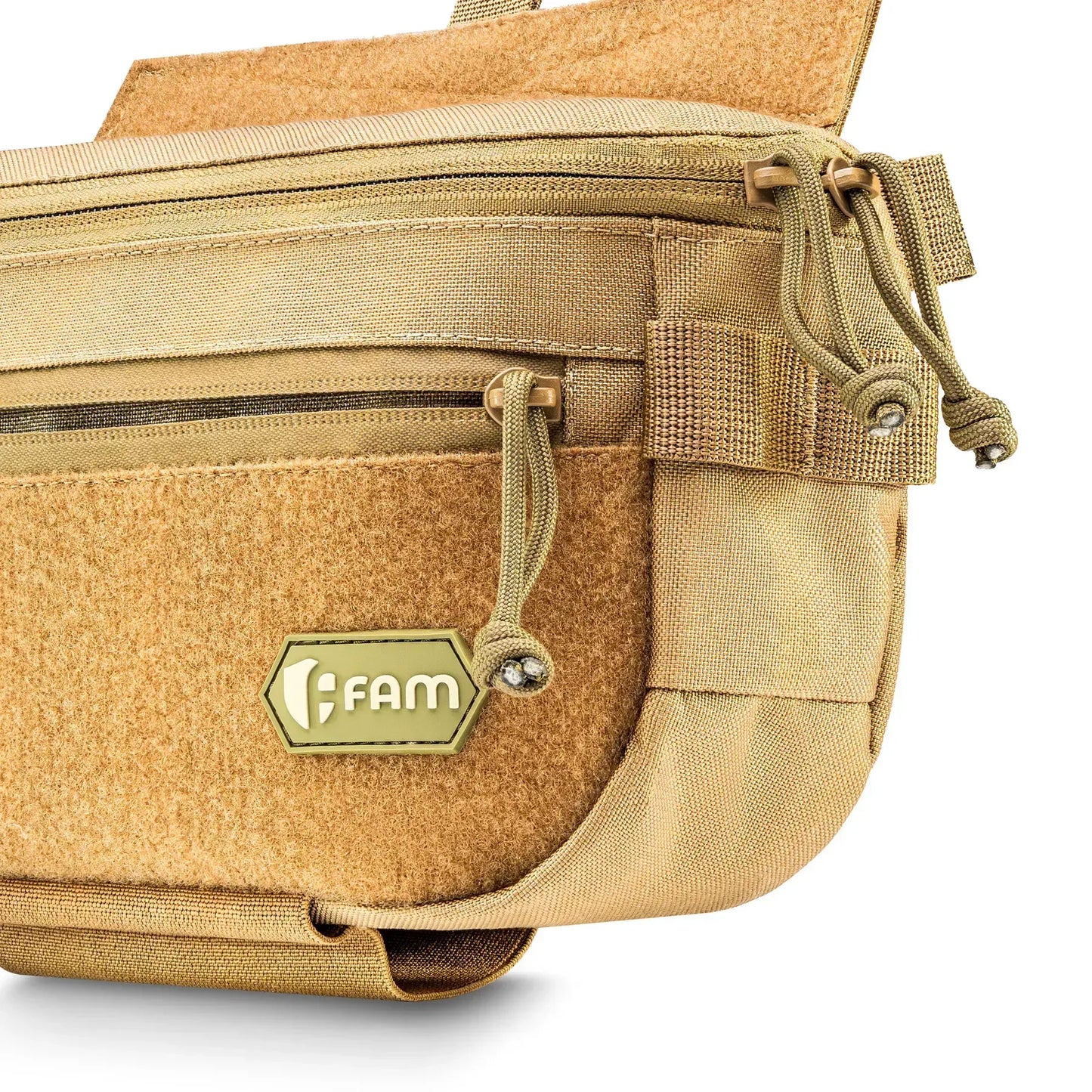 FamTac M8 XL Tactical Chest Bag / Waist Pack – Coyote | Velcro & Strap - Blender Tactical