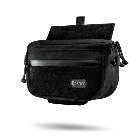 FamTac M8 XL Tactical Chest Bag / Waist Pack – Black | Velcro & Strap - Blender Tactical