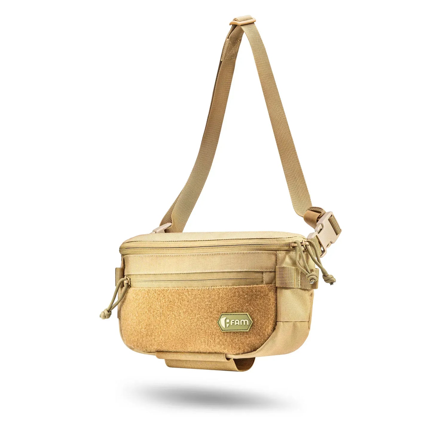 FamTac M8 XL Tactical Chest Bag / Waist Pack – Coyote | Velcro & Strap - Blender Tactical