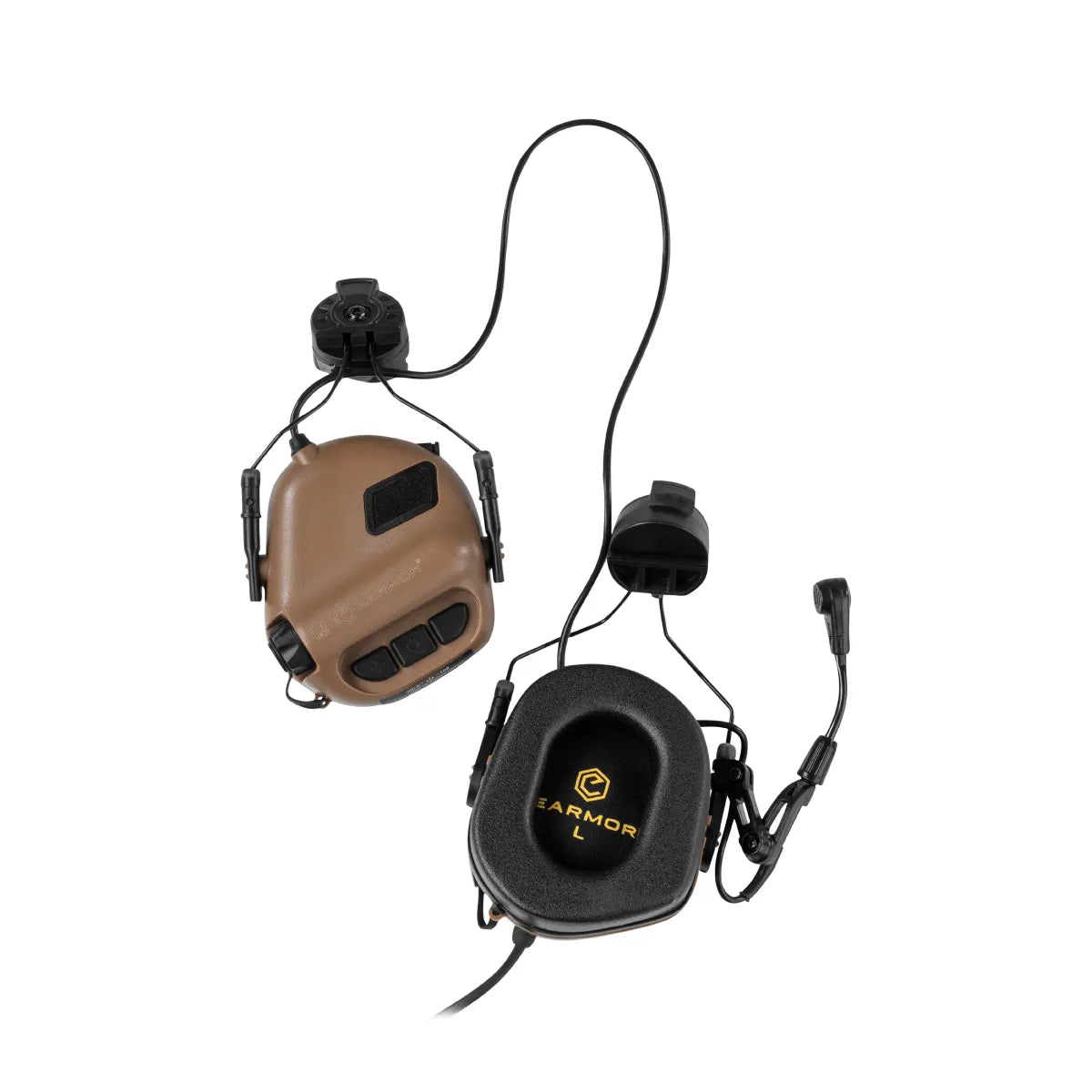 Earmor M32H Helmet-Mounted Tactical Communication Headset – Coyote Tan - Blender Tactical