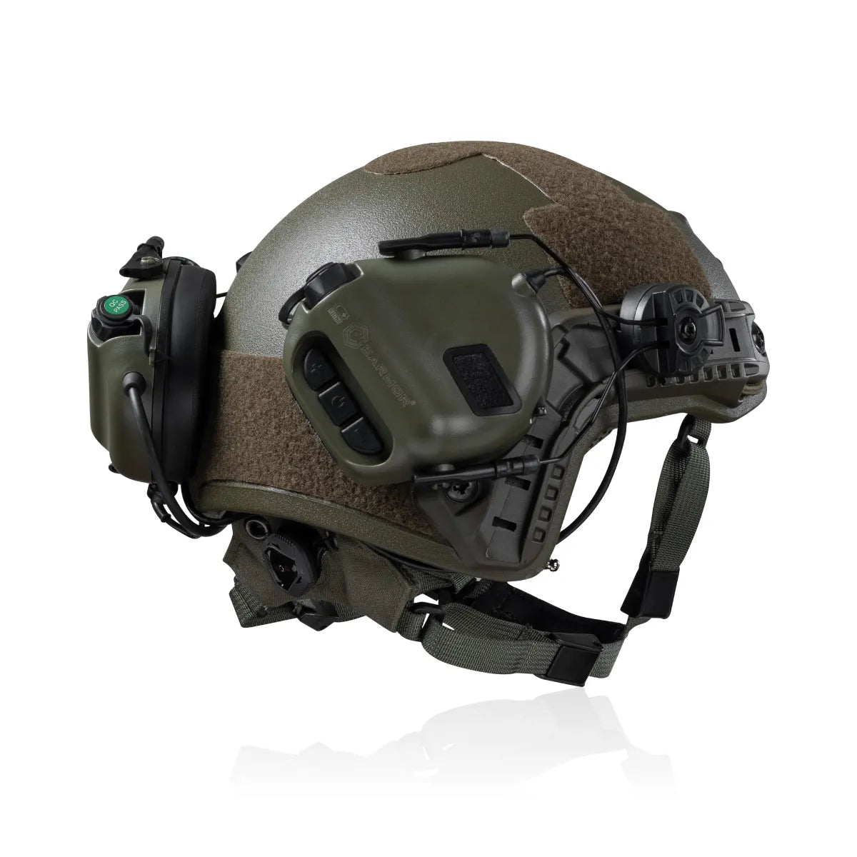 Earmor M32H Helmet-Mounted Tactical Communication Headset – Foliage Green - Blender Tactical
