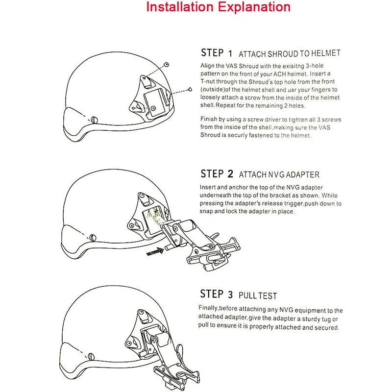 Tactical Helmet NVG Mount Base – 3-Hole Aluminum Shroud for FAST/Marine Helmets - Blender Tactical