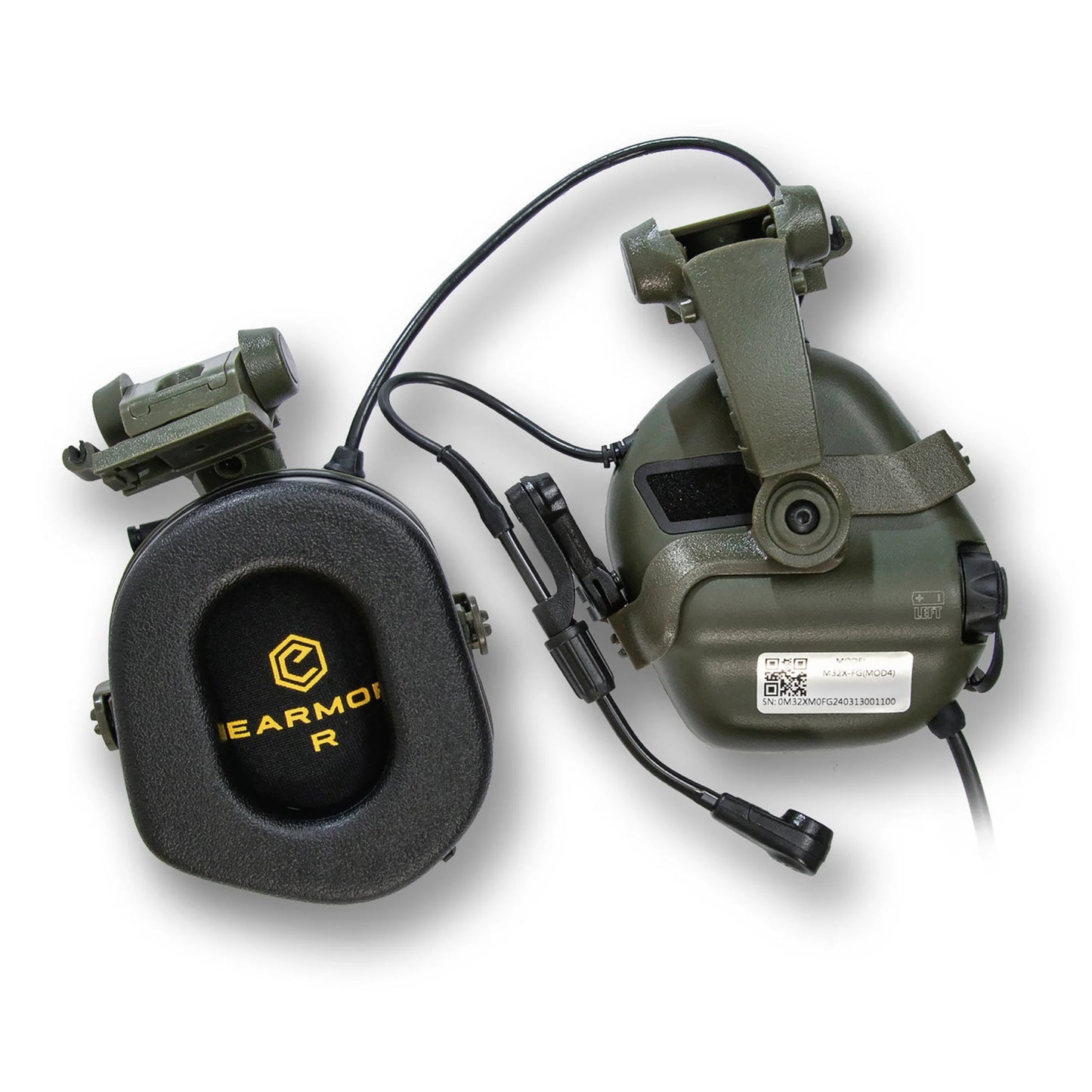 Earmor M32X Helmet-Mounted Tactical Communication Headset – Foliage Green - Blender Tactical