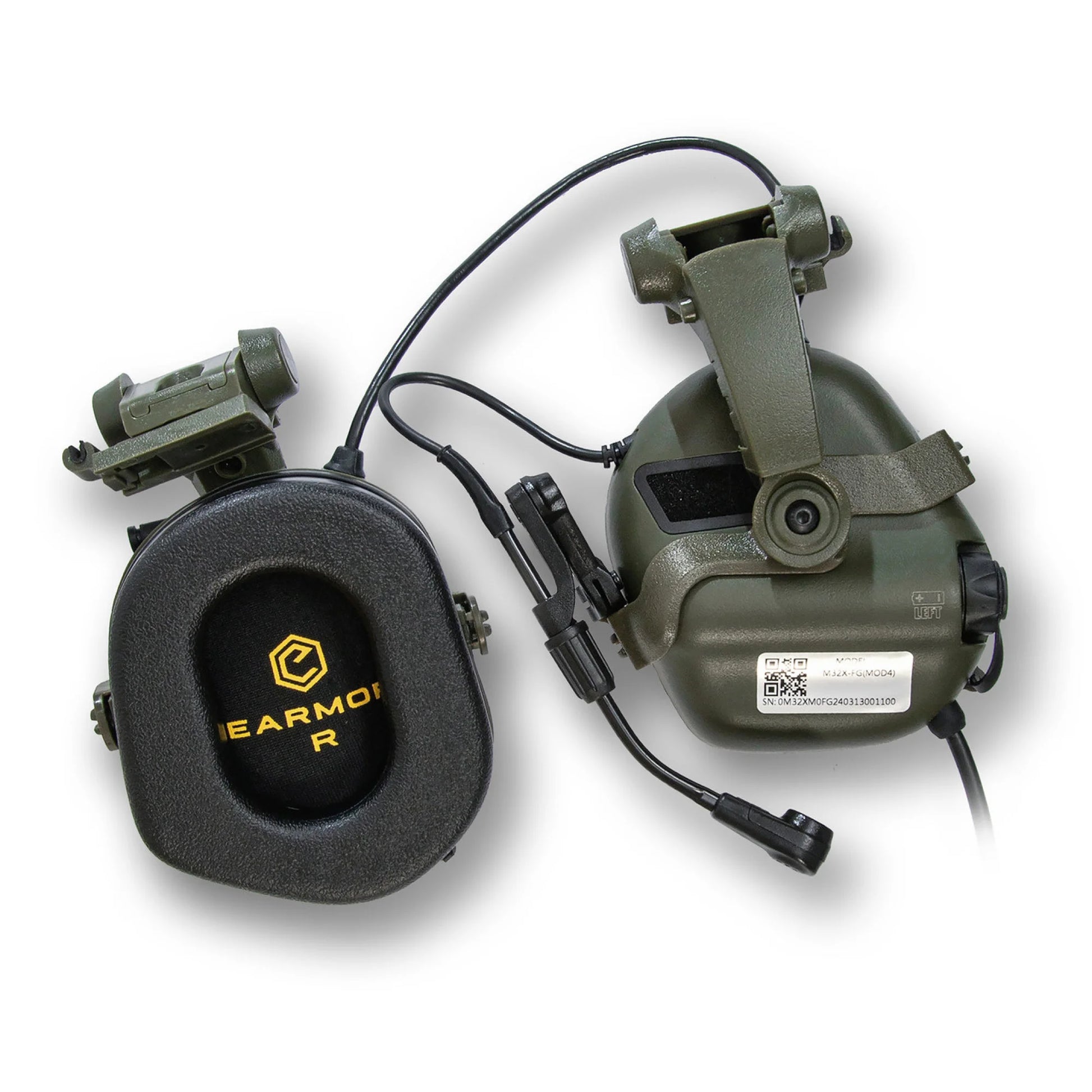 Earmor M32X Helmet-Mounted Tactical Communication Headset – Foliage Green - Blender Tactical