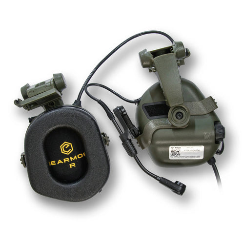 Earmor M32X Helmet-Mounted Tactical Communication Headset – Foliage Green - Blender Tactical