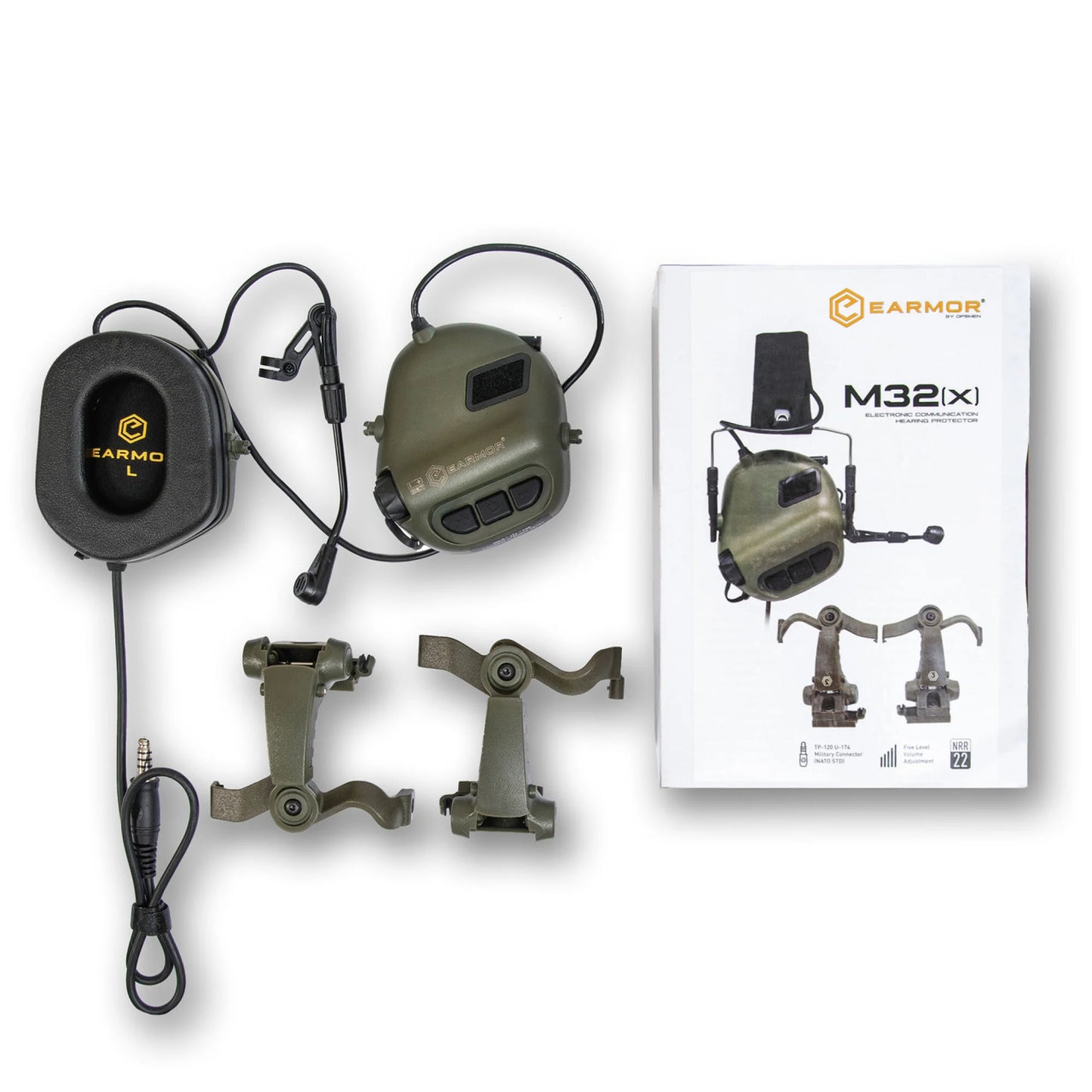 Earmor M32X Helmet-Mounted Tactical Communication Headset – Foliage Green - Blender Tactical