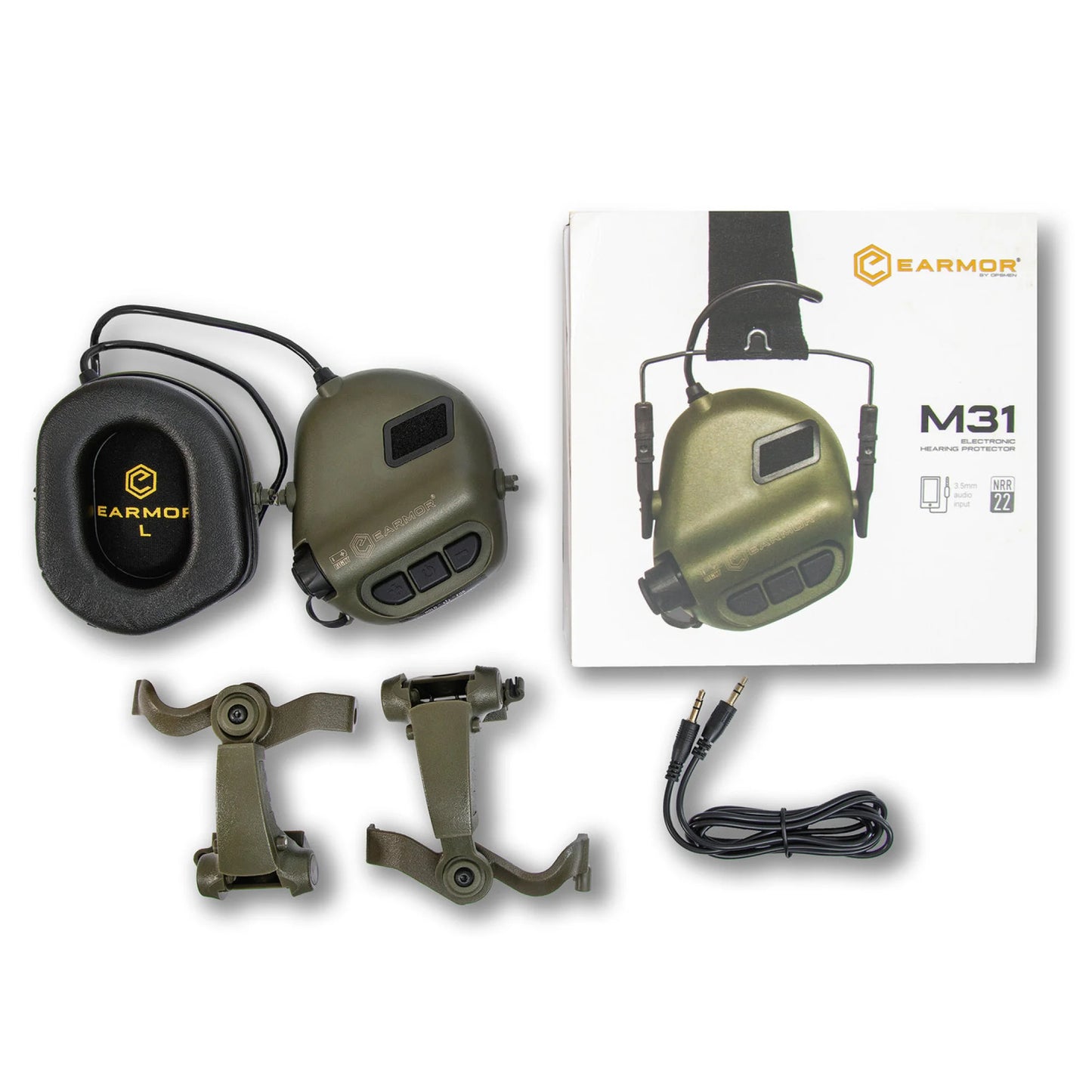 Earmor M31X Helmet-Mounted Electronic Hearing Protector – Foliage Green - Blender Tactical