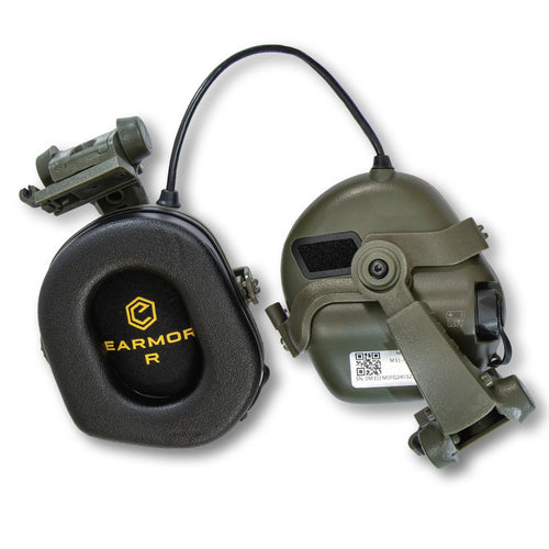 Earmor M31X Helmet-Mounted Electronic Hearing Protector – Foliage Green - Blender Tactical