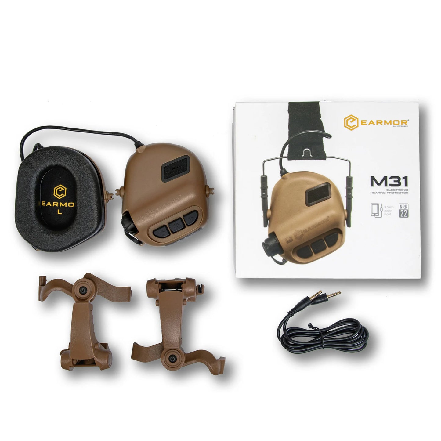 Earmor M31X Helmet-Mounted Electronic Hearing Protector – Coyote Tan - Blender Tactical
