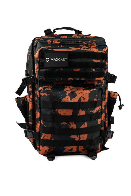 MAXGART Tactical Backpack 45L – Orange Camo – Water-Resistant & Versatile
