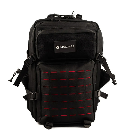 MAXGART Tactical Backpack 45L – Pulse Black Red – Water-Resistant & Versatile