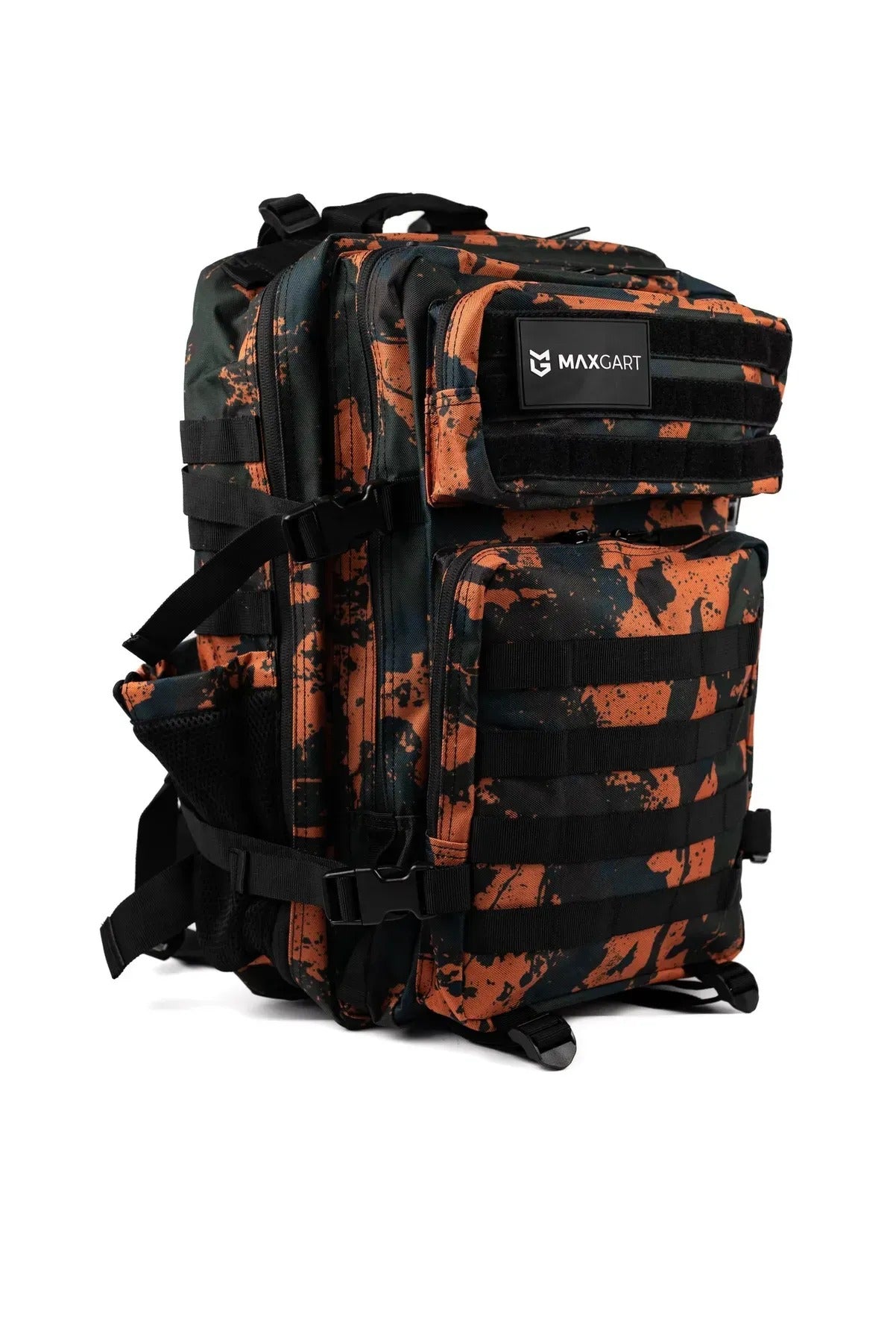 MAXGART Tactical Backpack 45L – Orange Camo – Water-Resistant & Versatile