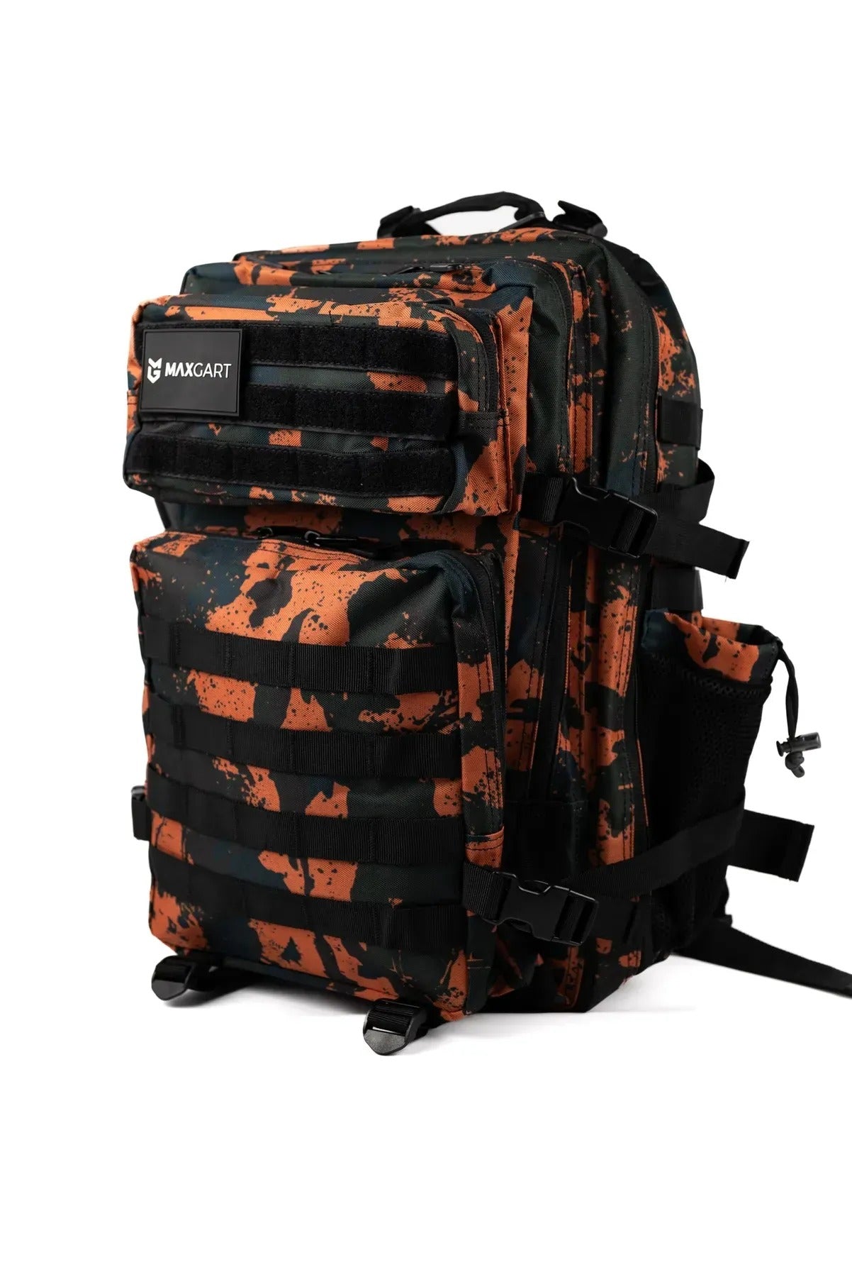 MAXGART Tactical Backpack 45L – Orange Camo – Water-Resistant & Versatile