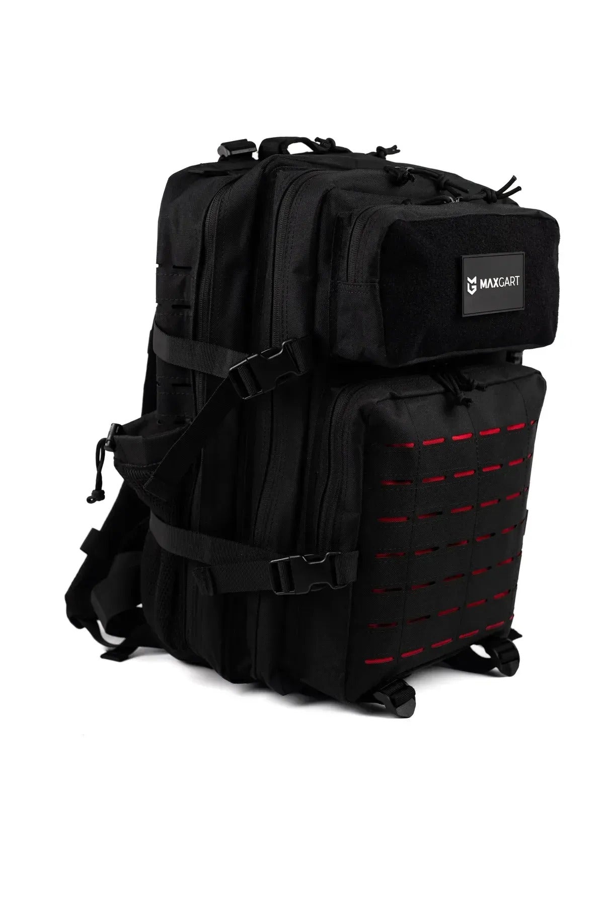 MAXGART Tactical Backpack 45L – Pulse Black Red – Water-Resistant & Versatile