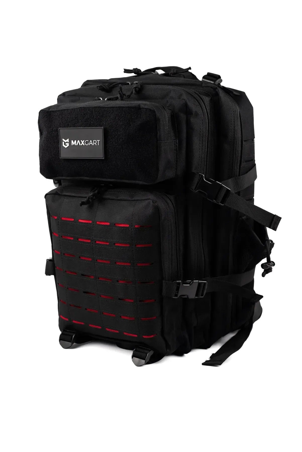 MAXGART Tactical Backpack 45L – Pulse Black Red – Water-Resistant & Versatile