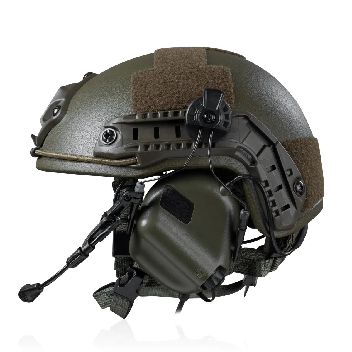 Earmor M32H Helmet-Mounted Tactical Communication Headset – Foliage Green - Blender Tactical
