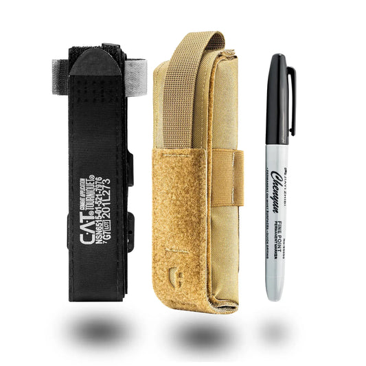 FamTac Tourniquet Kit Coyote – Pouch + CAT + Marker - Blender Tactical