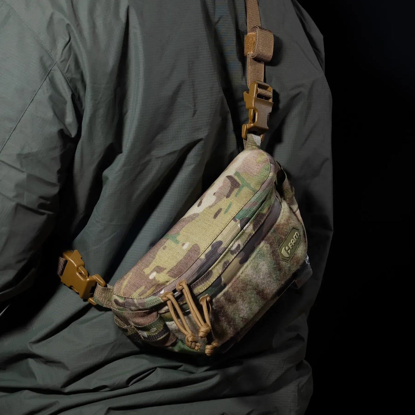 FamTac M8 Tactical Chest Bag / Waist Pack – Coyote | Velcro Mount - Blender Tactical