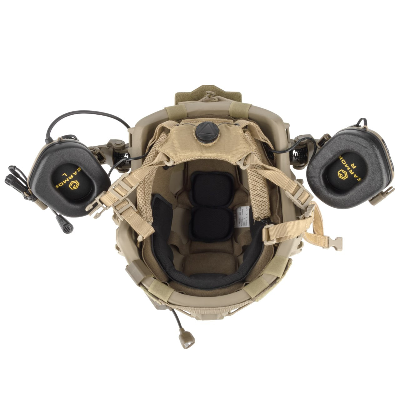 Blender™ Exfil Ballistic Helmet NIJ IIIA Kit – Desert with Earmor M32X - Blender Tactical
