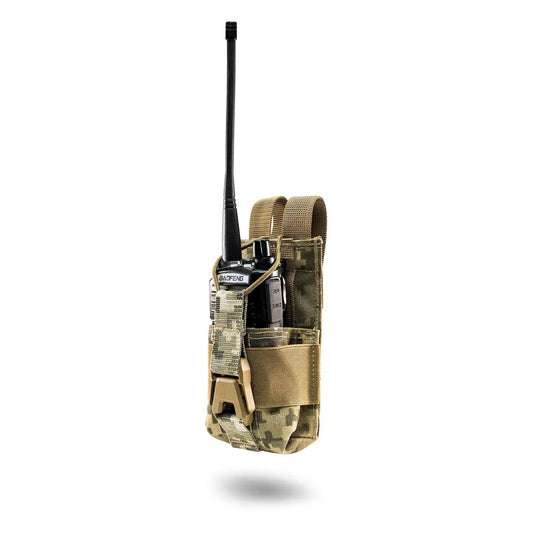 FamTac MOLLE Radio Pouch – Pixel Camo | Tactical Pouch for Motorola 4400 - Blender Tactical