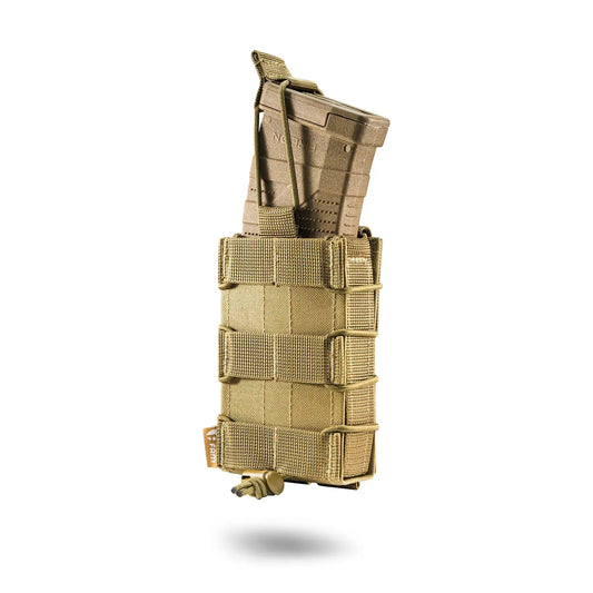 FamTac Single Mag Pouch – Coyote | MOLLE, Rigid Open-Top AK/AR Pouch - Blender Tactical