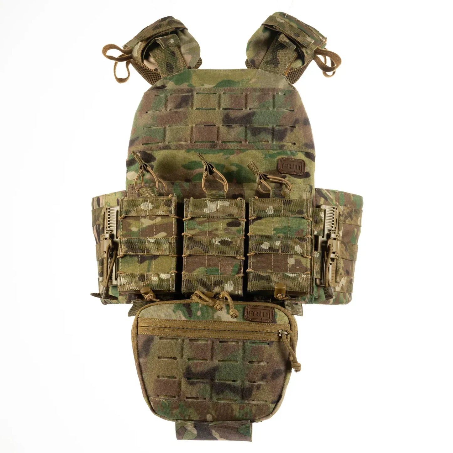 FamTac Plate Carrier M7 Lite – Side Armor 15×30 + 3 Mag Pouches + Utility | Multicam - Blender Tactical