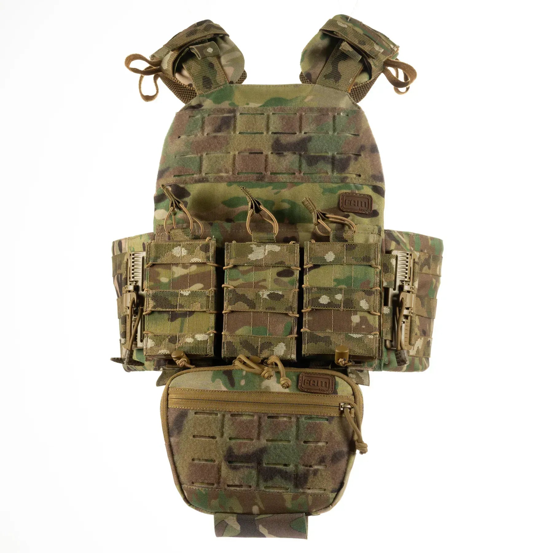 FamTac Plate Carrier M7 Lite – Side Armor 15×30 + 3 Mag Pouches + Utility | Multicam - Blender Tactical