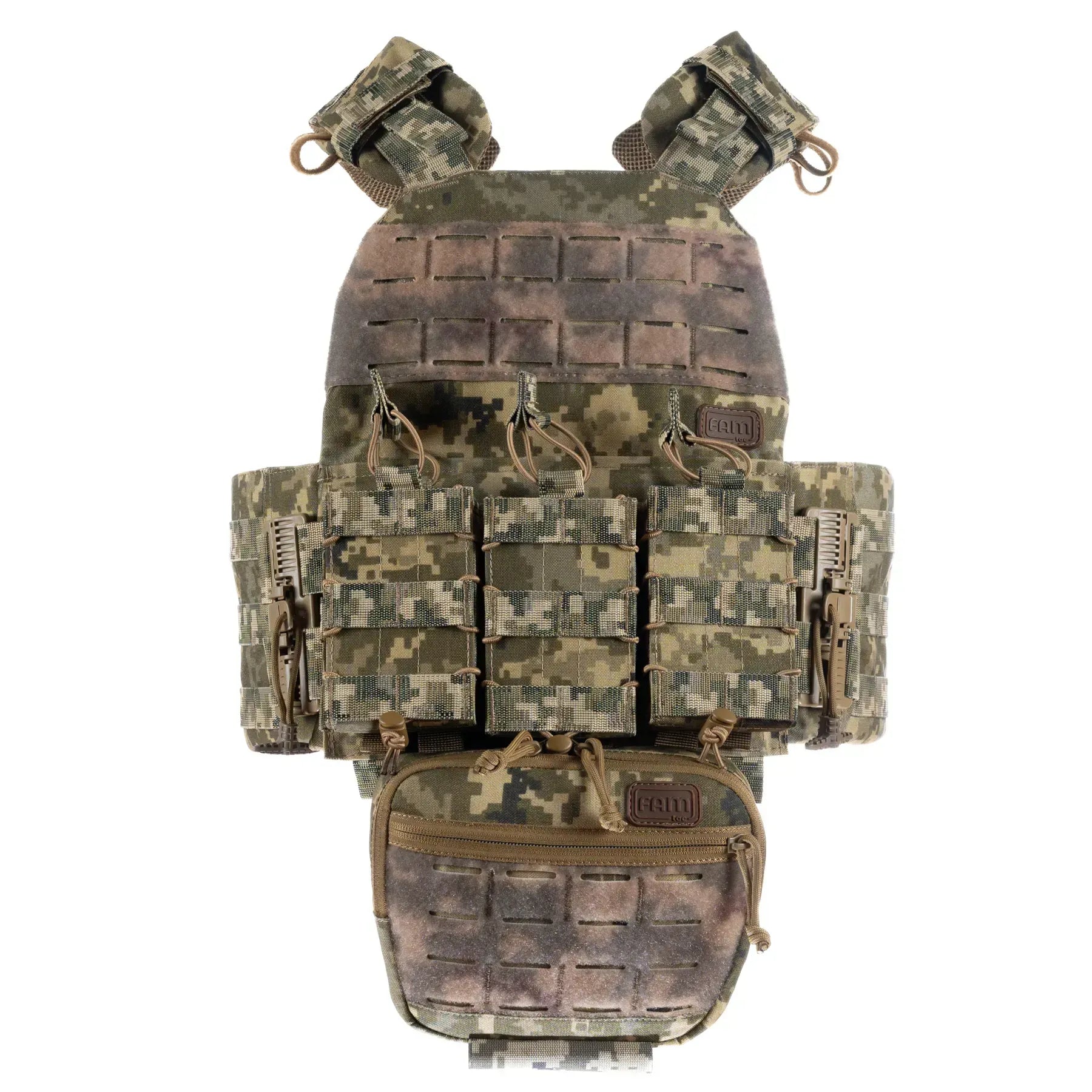 FamTac Plate Carrier M7 Lite – Side Armor 15×30 + 3 Mag Pouches + Utility | Ukrainian Pixel - Blender Tactical