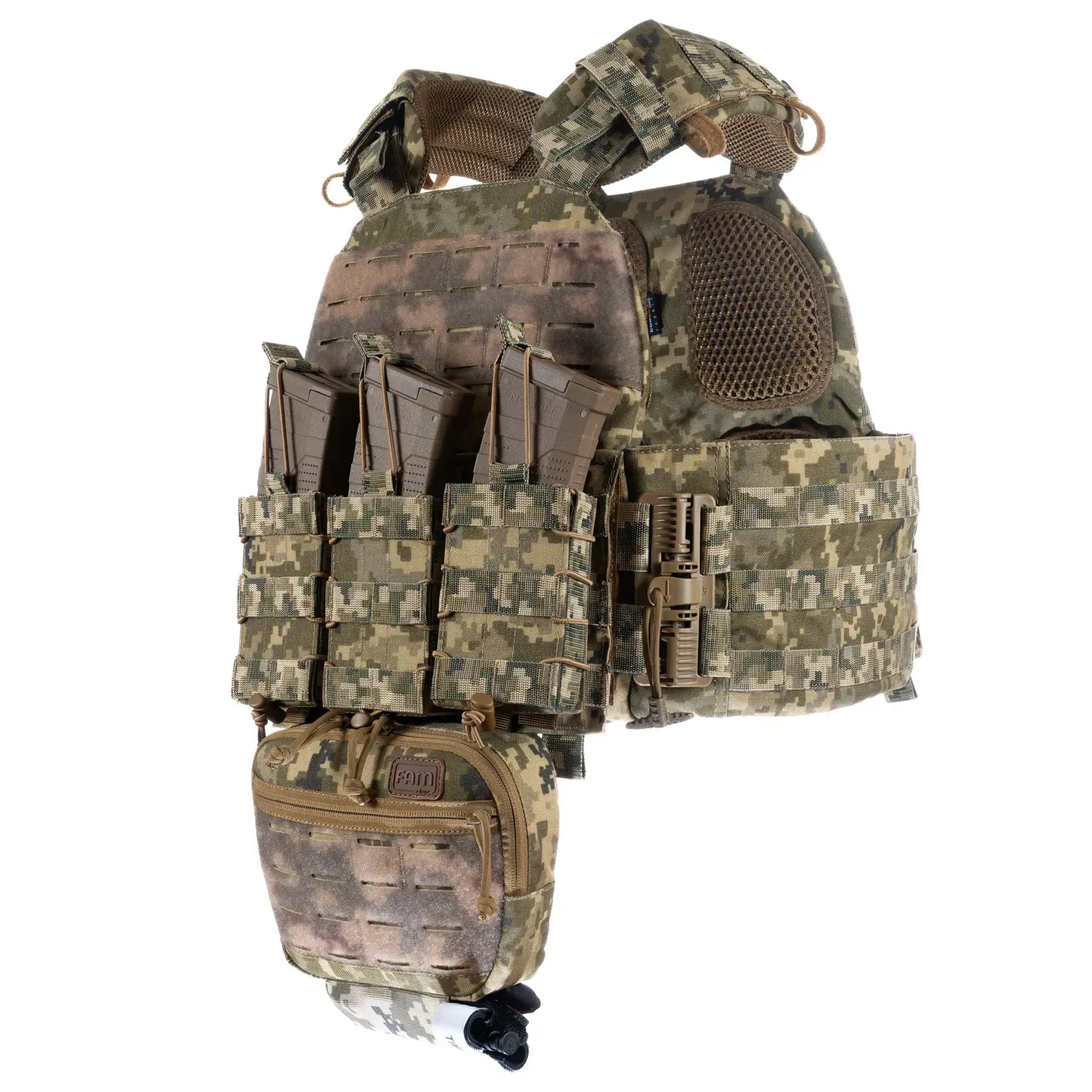 FamTac Plate Carrier M7 Lite – Side Armor 15×30 + 3 Mag Pouches + Utility | Ukrainian Pixel - Blender Tactical