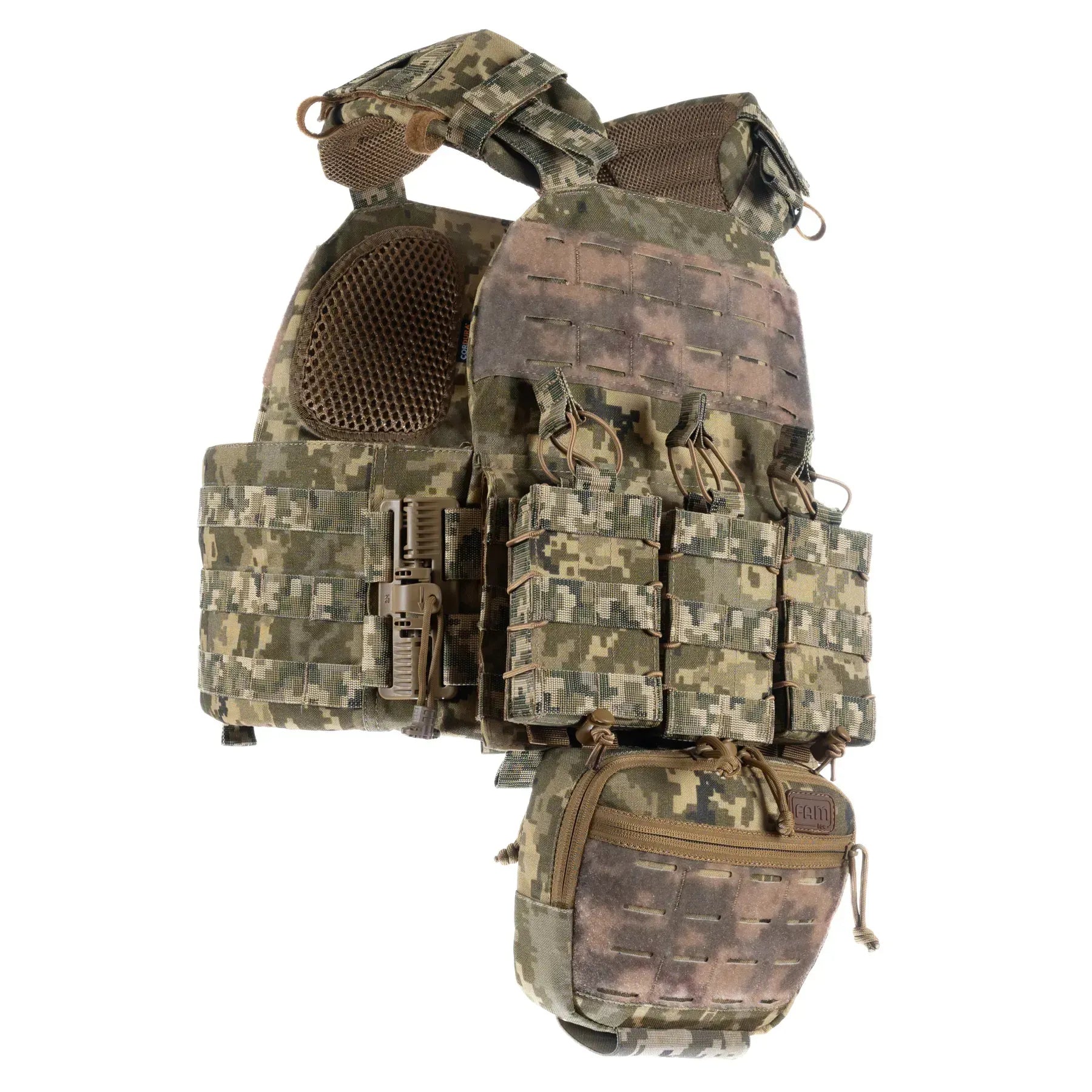 FamTac Plate Carrier M7 Lite – Side Armor 15×30 + 3 Mag Pouches + Utility | Ukrainian Pixel - Blender Tactical