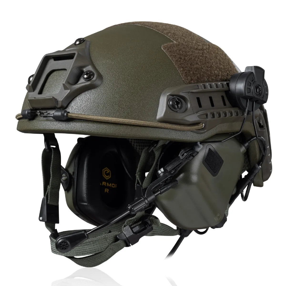 Earmor M32H Helmet-Mounted Tactical Communication Headset – Foliage Green - Blender Tactical
