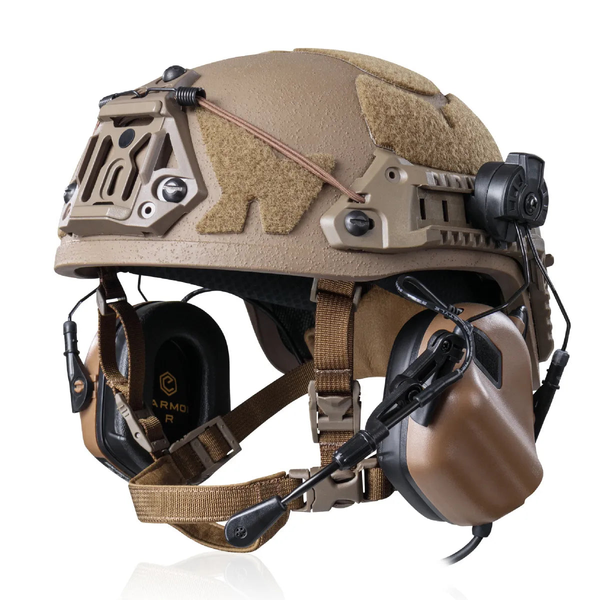 Earmor M32H Helmet-Mounted Tactical Communication Headset – Coyote Tan - Blender Tactical
