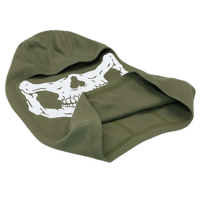 Ghost Tactical Balaclava – Skull Print | Ranger Green | 100% Cotton