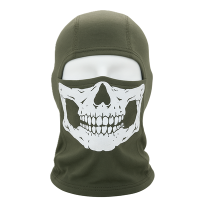 Ghost Tactical Balaclava – Skull Print | Ranger Green | 100% Cotton