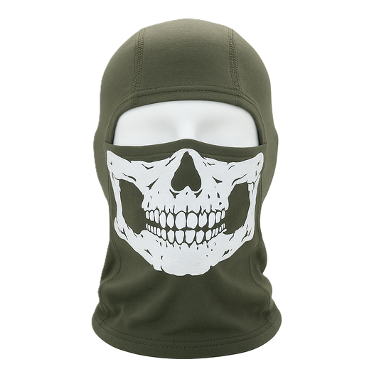 Ghost Tactical Balaclava – Skull Print | Ranger Green | 100% Cotton