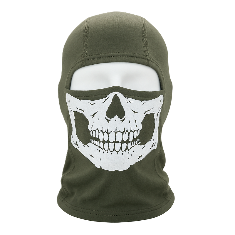 Ghost Tactical Balaclava – Skull Print | Ranger Green | 100% Cotton