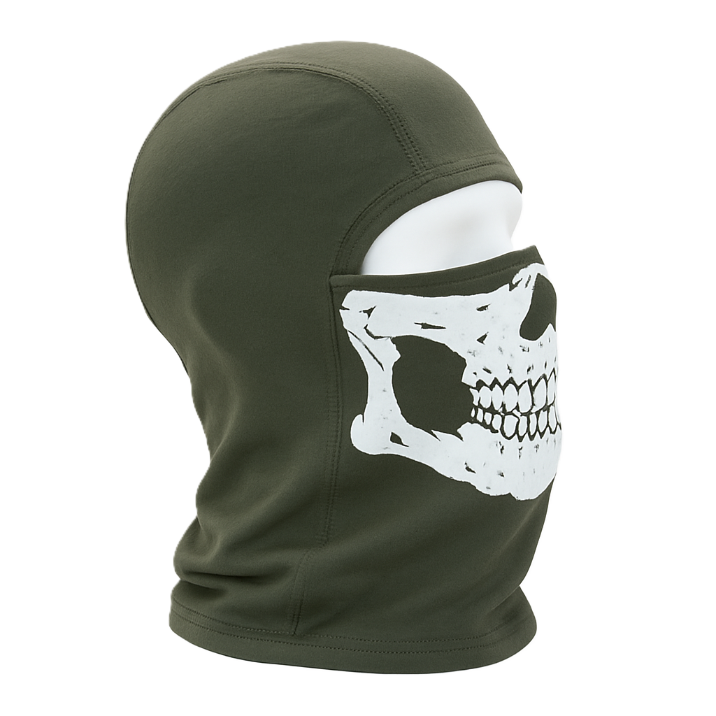 Ghost Tactical Balaclava – Skull Print | Ranger Green | 100% Cotton