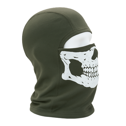 Ghost Tactical Balaclava – Skull Print | Ranger Green | 100% Cotton