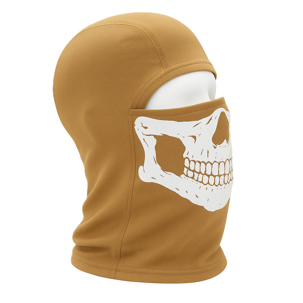 Ghost Tactical Balaclava – Skull Print | Coyote Tan | 100% Cotton