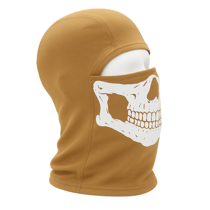 Ghost Tactical Balaclava – Skull Print | Coyote Tan | 100% Cotton