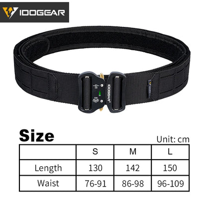 IDOGEAR 2" Tactical Belt with Metal Buckle – Black