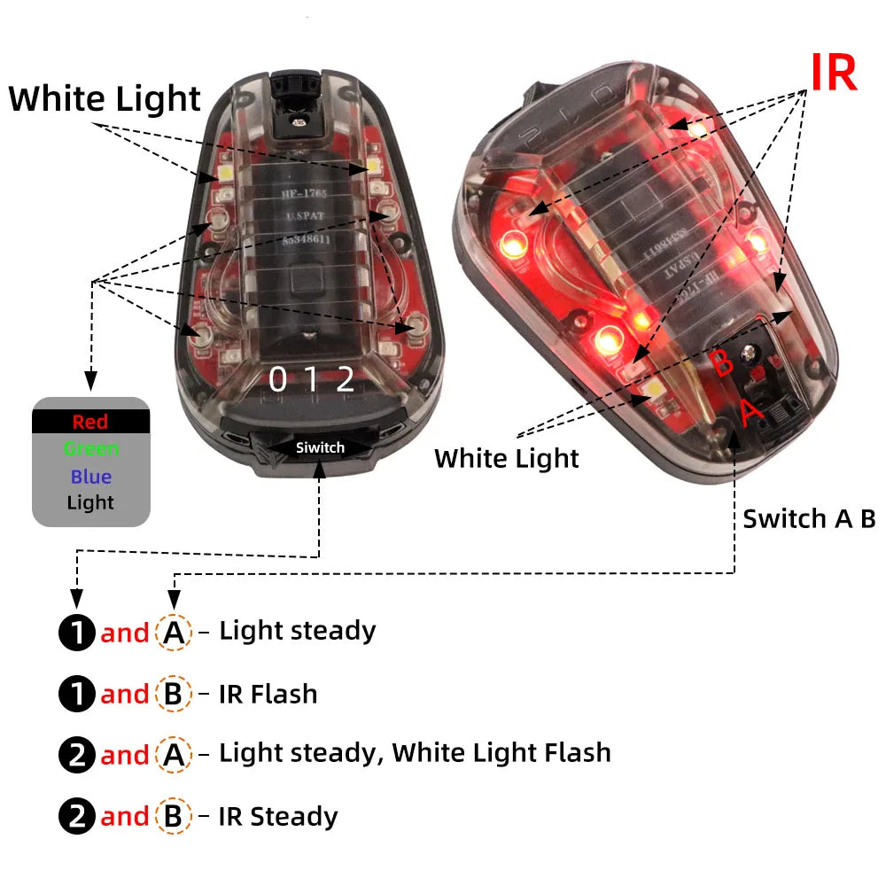 Tactical Helmet Strobe Light – IR & LED Signal Lamp with Velcro Mount, CR123A Powered - Blender Tactical