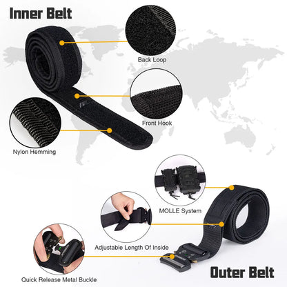 IDOGEAR 2" Tactical Belt with Metal Buckle – Black