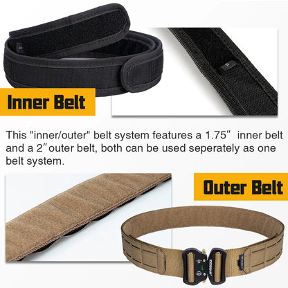IDOGEAR 2" Tactical Belt with Metal Buckle – Coyote Brown