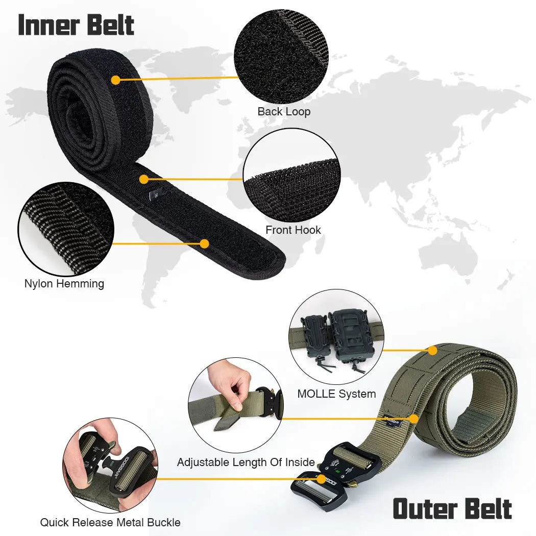 IDOGEAR 2" Tactical Belt with Metal Buckle – Ranger Green