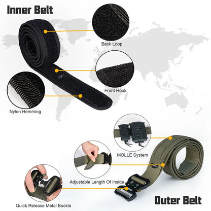 IDOGEAR 2" Tactical Belt with Metal Buckle – Ranger Green
