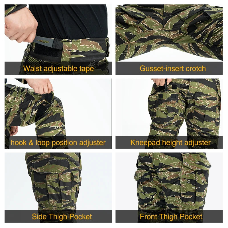 IDOGEAR G3 Tactical Pants with Knee Pads – Vietnam Tiger Stripe