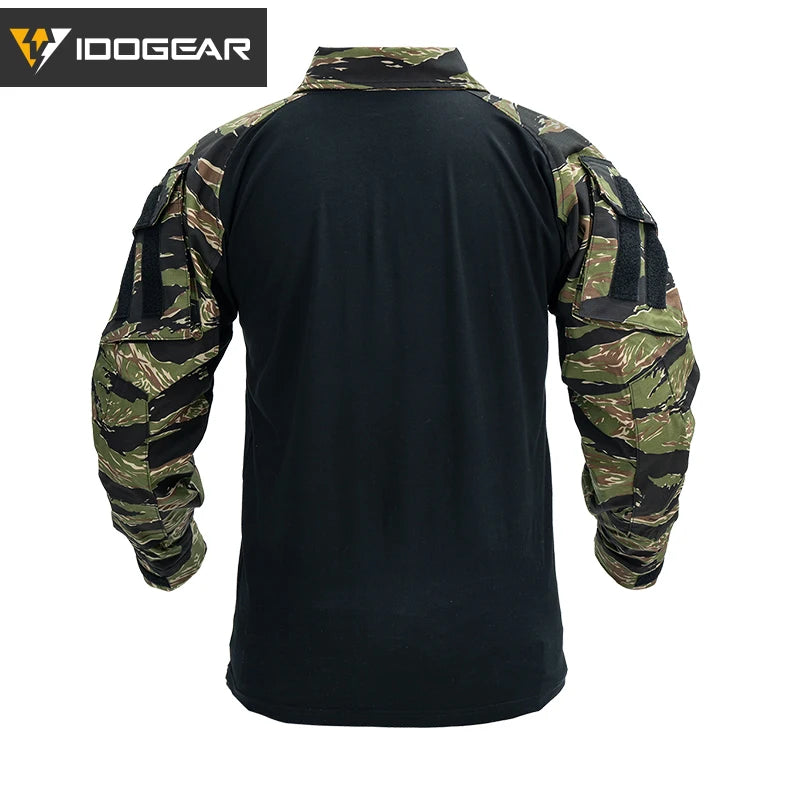 IDOGEAR G3 Combat Shirt With Elbow Pads – Men's Tactical BDU, Camo, Cotton/Polyester, Airsoft Hunting