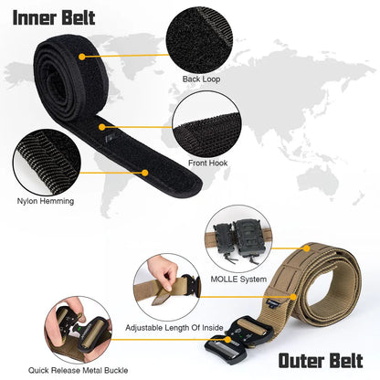 IDOGEAR 2" Tactical Belt with Metal Buckle – Coyote Brown