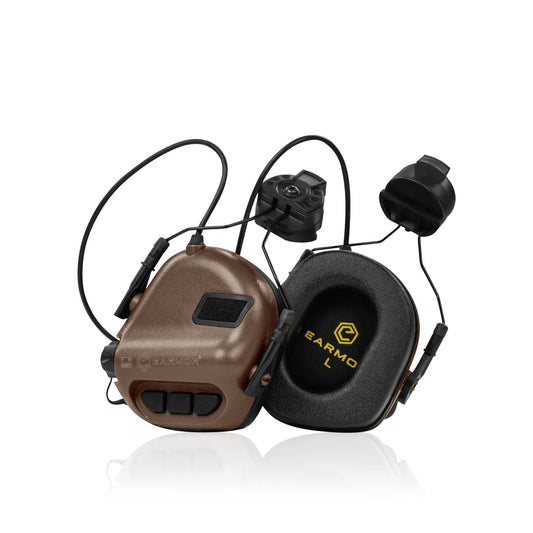 Earmor M31H Tactical Helmet-Mounted Hearing Protector – Coyote Tan - Blender Tactical
